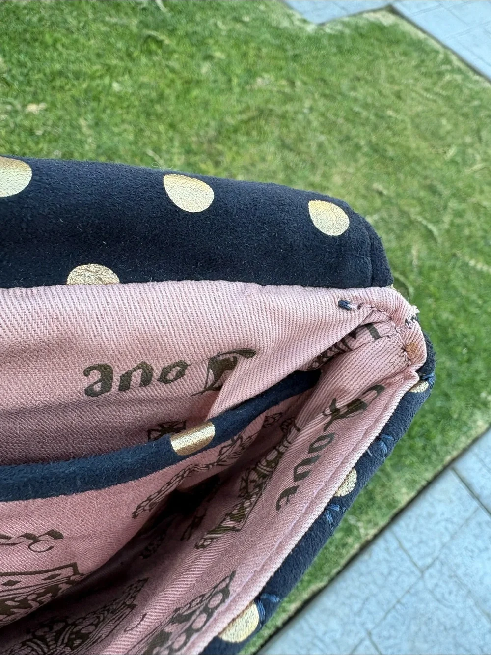 Vintage Y2K Juicy Couture Navy Blue Suede XL Clutch With Bow Detail EUC